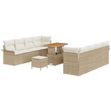 vidaXL 11-delni vrtni kavč set z blazinami Bež Poly Rattan Akacija, 2-sedežni vrtni kavč s prostorom za shranjevanje in blazinami Bež Poly Rattan, 3-delni vrtni jedilni set z blazinami Bež Poly Rattan Akacija Cene