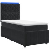  LED okvir za krevet s madracem Crna 90 x 190 cm Baršun - Crna 90 x 190 cm Dizajn s rombovima | shoptok.hr