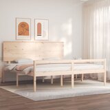  Krevet za starije s uzglavljem 200x200 cm od masivnog drva | shoptok.hr