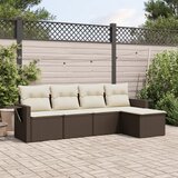 Maison Chic Seti vrtnega pohištva - Vrtna garnitura - Vrtni pohištvo set 5-delna z blazinami rjav poli ratan, (21818751) | Shoptok.si
