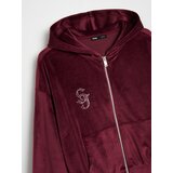 Sinsay Baršunasta hoodie majica s bižuternom aplikacijom | shoptok.hr