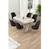 Hanah home Lai - White, Chrome, Black WhiteChromeBlack Dining Table & Chairs Set (7 Pieces) | ePonuda.com