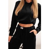 Kesi Włoski Women's velour tracksuit with wide legs and a hooded sweatshirt black | ePonuda.com