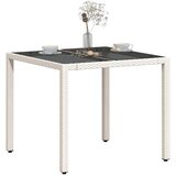  Vrtni stol sa staklenom pločom bijeli 90x90x75 cm od poliratana | Eponuda.com