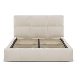 Windsor & Co Sofas Bež oblazinjena zakonska postelja s prostorom za shranjevanje z letvenim dnom 160x200 cm Libera – | Shoptok.si