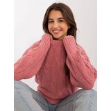 Fashion Hunters Pink sweater with cables and cuffs Cene