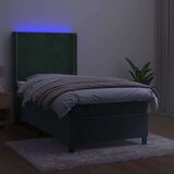  Krevet box spring s madracem LED tamnozeleni 90x200 cm baršun | shoptok.hr