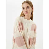 Koton Long Cardigan Comfortable Fit V-Neck Buttoned Long Sleeve