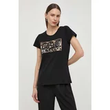 Liu Jo Bombažna kratka majica ženski, črna barva
