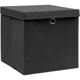 vidaXL škatle za shranjevanje s pokrovi 4 kosi črne 32x32x32 cm blago | Shoptok.si