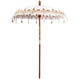 vidaXL Senčnik Drugo Krem x 250 cm Bombaž in trda les | Shoptok.si