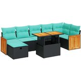  Vrtna garnitura - 8-dijelni set vrtnih sofa od poliratana s jastucima sivi bagrem - Crna sa spremištem 1 | shoptok.hr