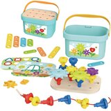 Woopie Green Montessori slagalica s klinovima u kutiji, toranj s perlicama | shoptok.hr