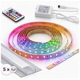  KOMPLET 1x digitalna LED RGBW traka 16,5W/230V 5 m + 5x ugradni profil 1 m + daljinski upravljač Cene