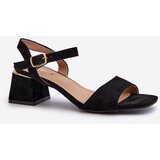 EVENTO Women's Black Faux Suede Block Heel Sandals Leisha | shoptok.hr