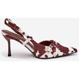 Boto Pumps With Open Heel And Straps Patches White-Brown Ravira | Eponuda.ba