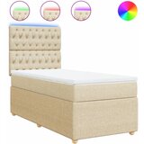 vidaXL Box spring postelja z vzmetnico krem 100x200 cm blago, (21307790) | Shoptok.si