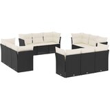  12-dijelni set vrtnih sofa od poliratana s jastucima crni | shoptok.hr