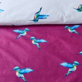Their Nibs Bela/vijolična bombažna podaljšana posteljnina za zakonsko posteljo 230x220 cm Hummingbird – | Shoptok.si
