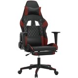 vidaXL Masažni gaming stol z oporo za noge črn in vin. rdeč um. usnje, (21152297) | Shoptok.si