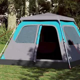 vidaXL Družinski šotor za 6 oseb moder za hitro postavitev