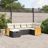 vidaXL 6-dijelni set vrtnih sofa s jastucima crni od poliratana | shoptok.hr