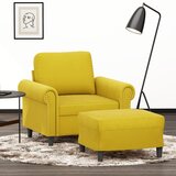  The Living Store Fotelj s stolčkom za noge rumen 60 cm žamet - Kavč S Stolčkom Za Noge, (21485121) | Shoptok.si