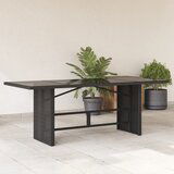 vidaXL vrtna miza s stekleno ploščo črna 190x80x74 cm poli ratan | Shoptok.si