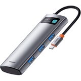 Baseus 7v1 HUB Adapter Metal Gleam Series USB-C v USB-C PD 3x USB-A HDMI SD TF siva, (21980886) Cene