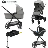 Kinderkraft otroški voziček 4v1 newly™ moonlight grey + mink™ pro + isofix baza mink™ fx