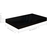  Plutajuća zidna polica visoki sjaj crna 40 x 23 x 3 8 cm MDF | shoptok.hr