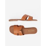 Shelvt Caramel women's faux leather flip-flops | Shoptok.si