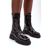 S. BARSKI Women's Polished Lace-up Boots Black SBarski | Shoptok.si