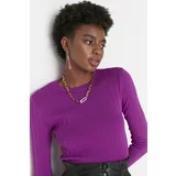 Trendyol Purple Basic Crew Neck Knitwear Sweater