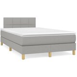 vidaXL Boxspring postelja z vzmetnico svetlo siva 120x190 cm blago | Shoptok.si
