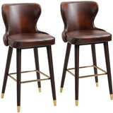 Nesta Barski stoli 2 kosa, eleganten bistro dizajn, PU usnje, rjavi, z naslonjalom in oporo za noge, 52x53x101 cm, (5000493886) | Shoptok.si