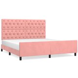 The Living Store Posteljni okvir z vzglavjem roza 160x200 cm žamet - Posteljni Okvir Z Vzglavjem, (21491253) | Shoptok.si