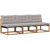 3 Komad Srednja sofa za van Čvrsto drvo akacije Prirodna - Prirodna i svijetlo siva 3x srednje | shoptok.hr