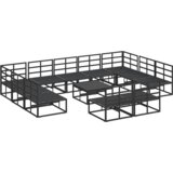 vidaXL Vrtna sedežna garnitura 12 pcs Črna 70 x 70 x 32 cm Aluminij | Shoptok.si