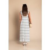 Fenzy Maxi Obleka S Potiskom Črt, Bela | Shoptok.si