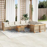  10-dijelni set vrtnih sofa s jastucima bež od poliratana 317.5 x 254 x 69 cm | shoptok.hr