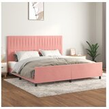  Posteljni okvir z vzglavjem roza 200x200 cm žamet | Shoptok.si