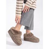 Shelvt Beige low slip-on snow boots for women with fur | shoptok.hr