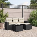 Maison Chic Seti vrtnega pohištva - Vrtna garnitura - Vrtni pohištvo set 5-delna z blazinami črn poli ratan, (21820427) | Shoptok.si