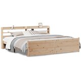 Maison Chic Posteljni Okvir - Dvoposteljna postelja z vzglavjem 180x200 cm borovina, (22080359) | Shoptok.si
