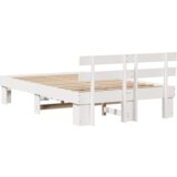 Bijeli krevetni okvir s uznasom 120x200 cm od masivnog drva borovine | shoptok.hr