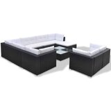 Poli 10-dijelna vrtna garnitura od poliratana s jastucima crna | shoptok.hr