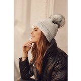 Fasardi Winter hat with shiny welt in light gray Cene