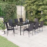 9-dijelni vrtni blagovaonski set crni Cijene