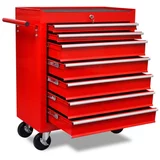 Rdeč delavniški voziček za shranjevanje orodja s 7 predali